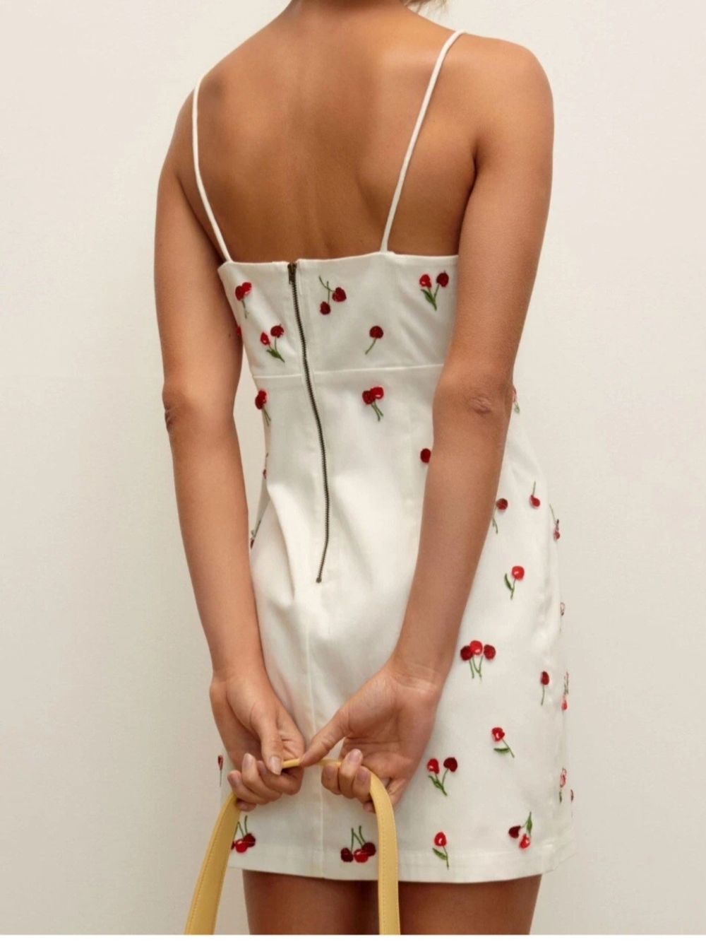 Maeve Anthropologie 3D Cherry Embroidered Spaghetti-Strap Mini Dress, Women's 6